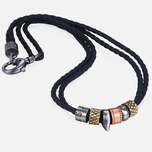 Necklace Metal Tooth Pendant Ethnic Vintage Style Braided
